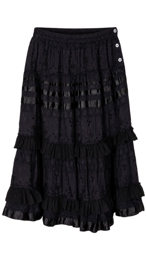 SCHIAPARELLI luksusowa spódnica vintage hafty falbanki - M