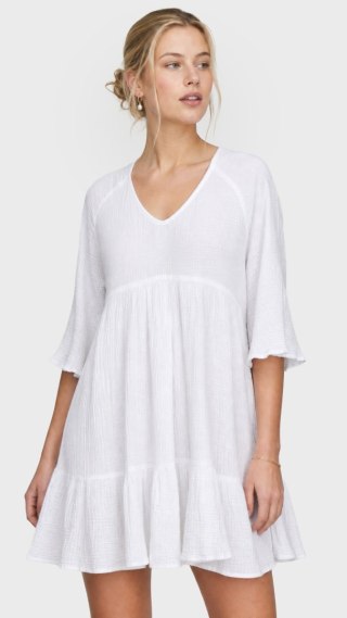 SEAFOLLY AUSTRALIA mięciutka sukienka muślinowa bawełna śnieżna biel L/XL