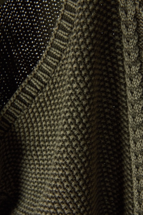 SUPERDRY zjawiskowy sweter odkryte ramiona bawełna kolor khaki M