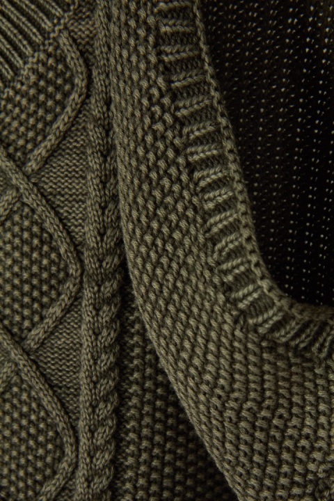 SUPERDRY zjawiskowy sweter odkryte ramiona bawełna kolor khaki M