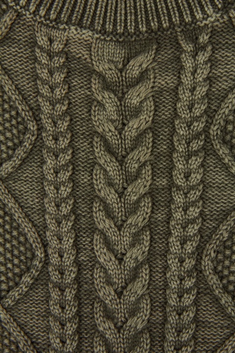 SUPERDRY zjawiskowy sweter odkryte ramiona bawełna kolor khaki M