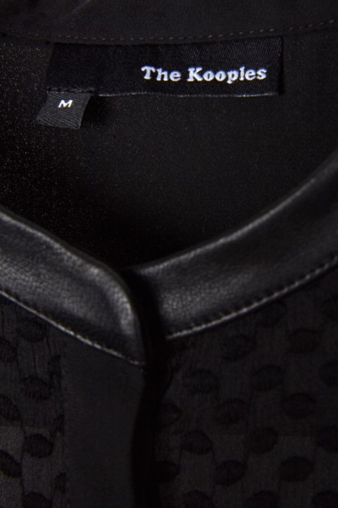 THE KOOPLES bluzka koszulowa transparentna szyfonowa stójka skórzana M