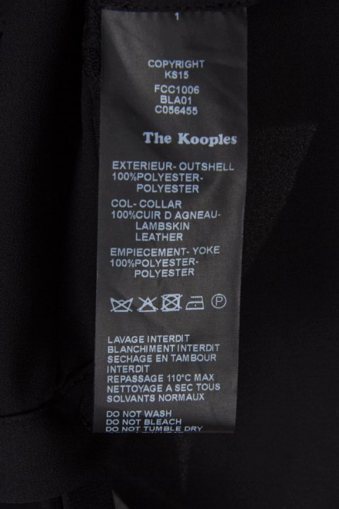 THE KOOPLES bluzka koszulowa transparentna szyfonowa stójka skórzana M