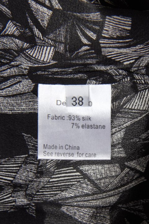 TUSNELDA BLOCH spodnie jedwab elastan monochromatyczna geometria S