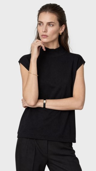 WEEKEND MAX MARA luksusowa bluzka dzianina wiskoza głęboka czerń S/M